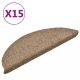 Lépcsőszőnyeg, vidaXL 15 db krémszínű tűlyukasztott öntapadó lépcsőszőnyeg 56x17x3 cm