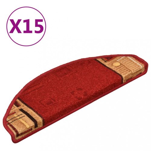 Lépcsőszőnyeg, vidaXL 15 db piros öntapadó lépcsőszőnyeg 65 x 21 x 4 cm