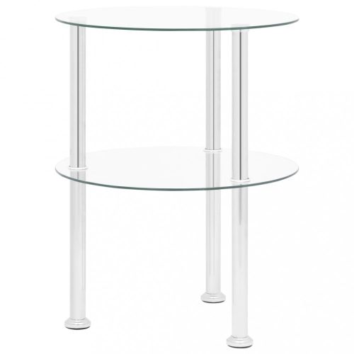 Kisasztalok, vidaXL 2 szintes átlátszó edzett üveg kisasztal 38 cm