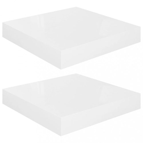 Fali polcok és párkányok, vidaXL 2 db magasfényű fehér MDF lebegő fali polc 23 x 23,5 x 3,8