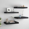 Fali polcok és párkányok, vidaXL 4 db fekete MDF lebegő fali polc 40 x 23 x 3,8 cm