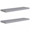 Fali polcok és párkányok, vidaXL 2 db szürke MDF lebegő fali polc 90 x 23,5 x 3,8 cm