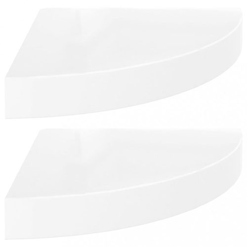 Fali polcok és párkányok, vidaXL 2 db magasfényű fehér MDF lebegő sarokpolc 25 x 25 x 3,8 cm