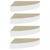 Fali polcok és párkányok, vidaXL 4 db tölgyszínű és fehér MDF fali sarokpolc 25 x 25 x 3,8