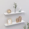Fali polcok és párkányok, vidaXL 2 db magasfényű fehér fali polc 60 x 9 x 3 cm