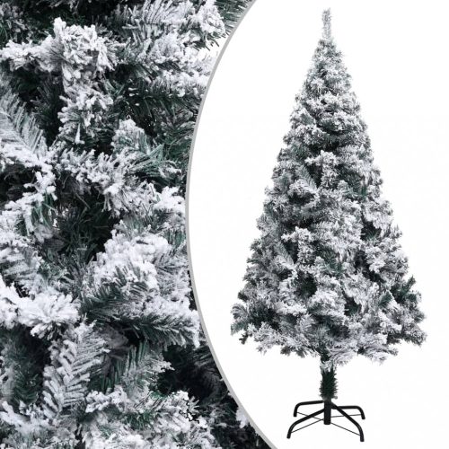 Karácsonyfák, vidaXL zöld PVC műkarácsonyfa hóval 120 cm
