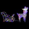 Karácsonyi fények, vidaXL akril rénszarvasos-szános karácsonyi dísz 160 LED-del 130 cm