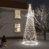 Karácsonyfák, vidaXL hideg fehér 1400 LED-es karácsonyfa fémoszloppal 5 m