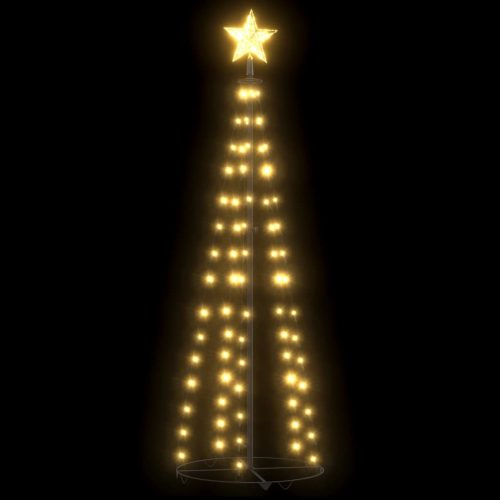 Karácsonyfák, vidaXL kúp alakú karácsonyfa 84 meleg fehér LED-del 50 x 150 cm