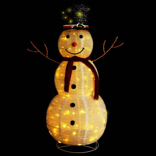 Karácsonyi fények, vidaXL dekoratív luxus szövet karácsonyi LED-es hóember figura 120 cm