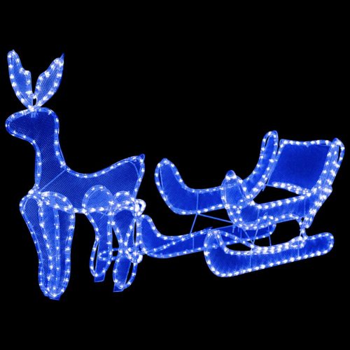 Karácsonyi fények, vidaXL karácsonyi rénszarvasos-szános hálós díszvilágítás 432 LED-del