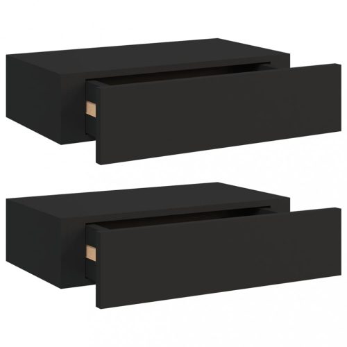 Fali polcok és párkányok, vidaXL 2 db fekete MDF falra szerelhető fiókos polc 40 x 23,5 x 10 cm