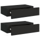 Fali polcok és párkányok, vidaXL 2 db fekete MDF falra szerelhető fiókos polc 40 x 23,5 x 10 cm