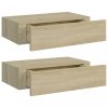 Fali polcok és párkányok, vidaXL 2 db tölgyszínű MDF falra szerelhető fiókos polc 40x23,5x10