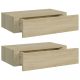 Fali polcok és párkányok, vidaXL 2 db tölgyszínű MDF falra szerelhető fiókos polc 40x23,5x10