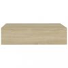 Fali polcok és párkányok, vidaXL 2 db tölgyszínű MDF falra szerelhető fiókos polc 40x23,5x10