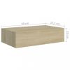 Fali polcok és párkányok, vidaXL 2 db tölgyszínű MDF falra szerelhető fiókos polc 40x23,5x10
