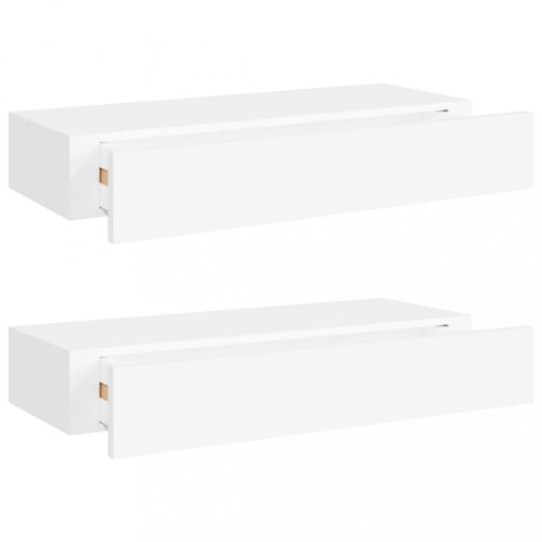 Fali polcok és párkányok, vidaXL 2 db fehér MDF falra szerelhető fiókos polc 60 x 23,5 x 10 cm