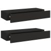Fali polcok és párkányok, vidaXL 2 db fekete MDF falra szerelhető fiókos polc 60 x 23,5 x 10 cm