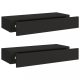 Fali polcok és párkányok, vidaXL 2 db fekete MDF falra szerelhető fiókos polc 60 x 23,5 x 10 cm
