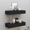 Fali polcok és párkányok, vidaXL 2 db fekete MDF falra szerelhető fiókos polc 60 x 23,5 x 10 cm