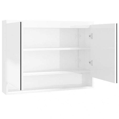 Fürdőszobai pipereasztalok, vidaXL fényes fehér MDF tükrös fürdőszobaszekrény 80 x 15 x 60