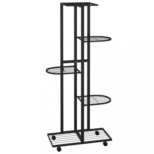 Növényállványok, vidaXL 5-szintes fekete vas virágtartó állvány kerekekkel 44x23x100 cm
