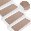Lépcsőszőnyeg, vidaXL 15 db bézs öntapadó lépcsőszőnyeg 65x24,5x3,5 cm