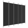 Térelválasztók, vidaXL 5 paneles fekete szövet térelválasztó 250x200 cm