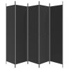 Térelválasztók, vidaXL 5 paneles fekete szövet térelválasztó 250x200 cm