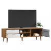 Nappali bútorok, vidaXL MOLDE barna tömör fenyőfa TV-szekrény 158 x 40 x 49 cm