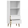 Könyvespolcok, állópolcok, vidaXL MOLDE fehér tömör fenyőfa könyvszekrény 60 x 35 x 133,5