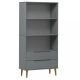 Könyvespolcok, állópolcok, vidaXL MOLDE szürke tömör fenyőfa könyvszekrény 85 x 35 x 170,5