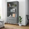 Könyvespolcok, állópolcok, vidaXL MOLDE szürke tömör fenyőfa könyvszekrény 85 x 35 x 170,5
