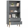 Könyvespolcok, állópolcok, vidaXL MOLDE szürke tömör fenyőfa könyvszekrény 85 x 35 x 170,5