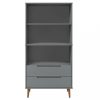 Könyvespolcok, állópolcok, vidaXL MOLDE szürke tömör fenyőfa könyvszekrény 85 x 35 x 170,5