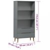 Könyvespolcok, állópolcok, vidaXL MOLDE szürke tömör fenyőfa könyvszekrény 85 x 35 x 170,5