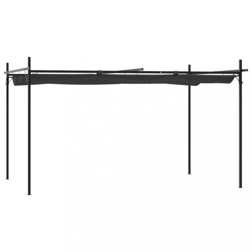 Kerti pavilon és előtető, vidaXL antracitszürke pergola behúzható tetővel 395 x 292 x 230 cm