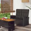 Kerti padok, vidaXL fekete polyrattan dönthető kerti pad párnával 118 cm