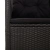 Kerti padok, vidaXL fekete polyrattan dönthető kerti pad párnával 118 cm