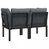 Kültéri kanapé szettek, vidaXL 2 db fekete-szürke polyrattan kerti sarokfotel párnákkal