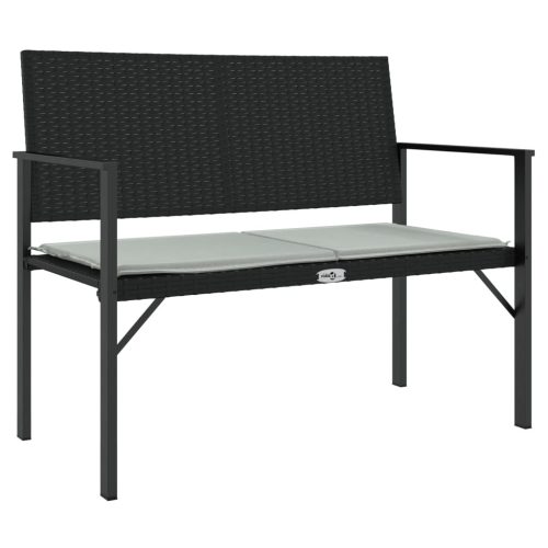 Kerti padok, vidaXL fekete 2-személyes polyrattan kerti pad párnával
