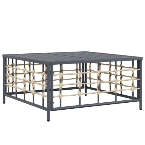 Kültéri kanapé szettek, vidaXL antracitszürke polyrattan kerti asztal 70 x 70 x 34 cm