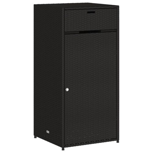 Kerti tárolódobozok, vidaXL fekete polyrattan kerti tárolószekrény 55 x 55 x 111 cm