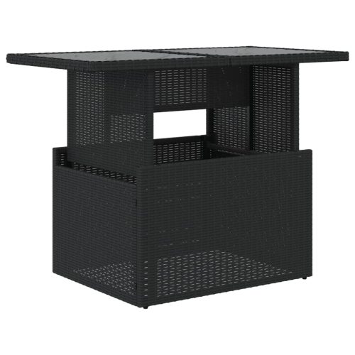 Kerti asztalok, vidaXL fekete polyrattan üveglapos kerti asztal 100 x 55 x 73 cm
