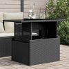 Kerti asztalok, vidaXL fekete polyrattan üveglapos kerti asztal 100 x 55 x 73 cm