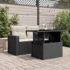 Kerti asztalok, vidaXL fekete polyrattan üveglapos kerti asztal 100 x 55 x 73 cm