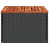 Kerti asztalok, vidaXL fekete polyrattan és akácfa kerti asztal 55x55x37 cm