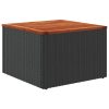 Kerti asztalok, vidaXL fekete polyrattan és akácfa kerti asztal 55x55x37 cm