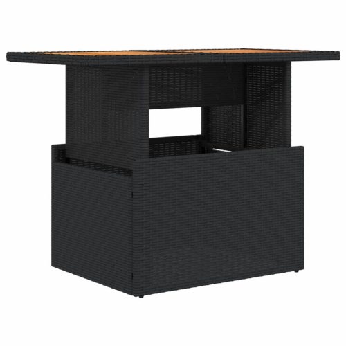 Kerti asztalok, vidaXL fekete polyrattan és akácfa kerti asztal 100 x 55 x 73 cm